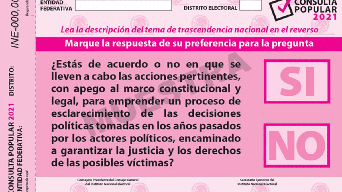 En la imagen se muestra la boleta de la consulta para enjuiciar expresidentes, uno de los temas destacados de la semana